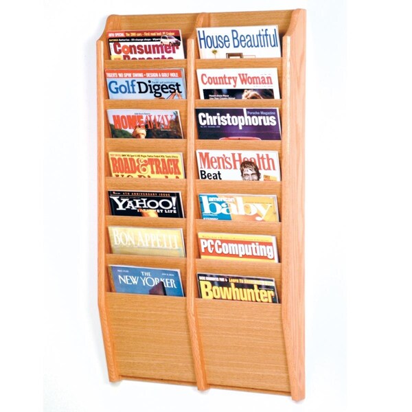Latestluxury Cascade 14 Pocket Magazine Rack - Black, Mahogany & Light Oak LA3951986 - main